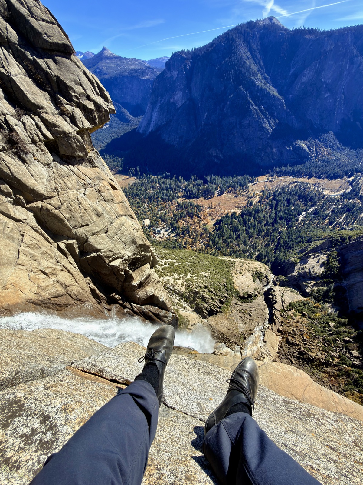 feet over the edge · yosemite falls